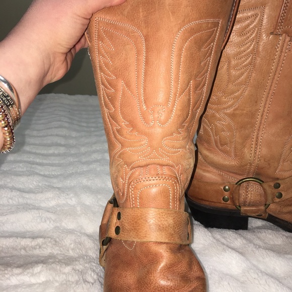 Frye RARE Vintage Coral Embroidered Eagle Phenix Rising Harness Riding Boot  8.5 - Picture 11 of 14